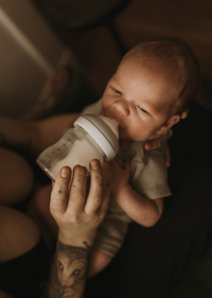bottle feeding newborn baby