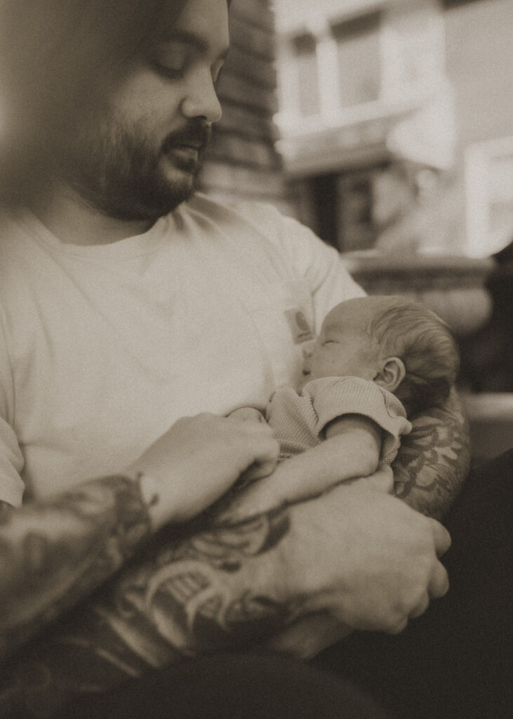 newborn session on front porch in cincinnati
