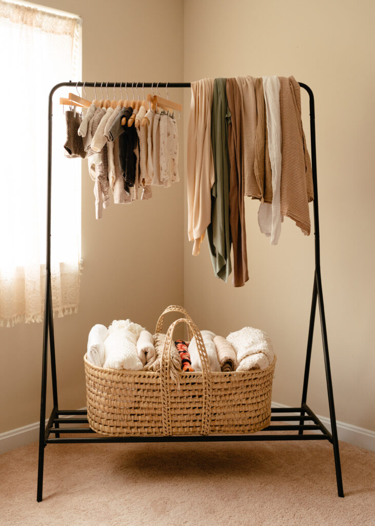 Cincinnati newborn photographer Sun & Vine Photography newborn closet outfits for in home newborn lifestyle photography sessions