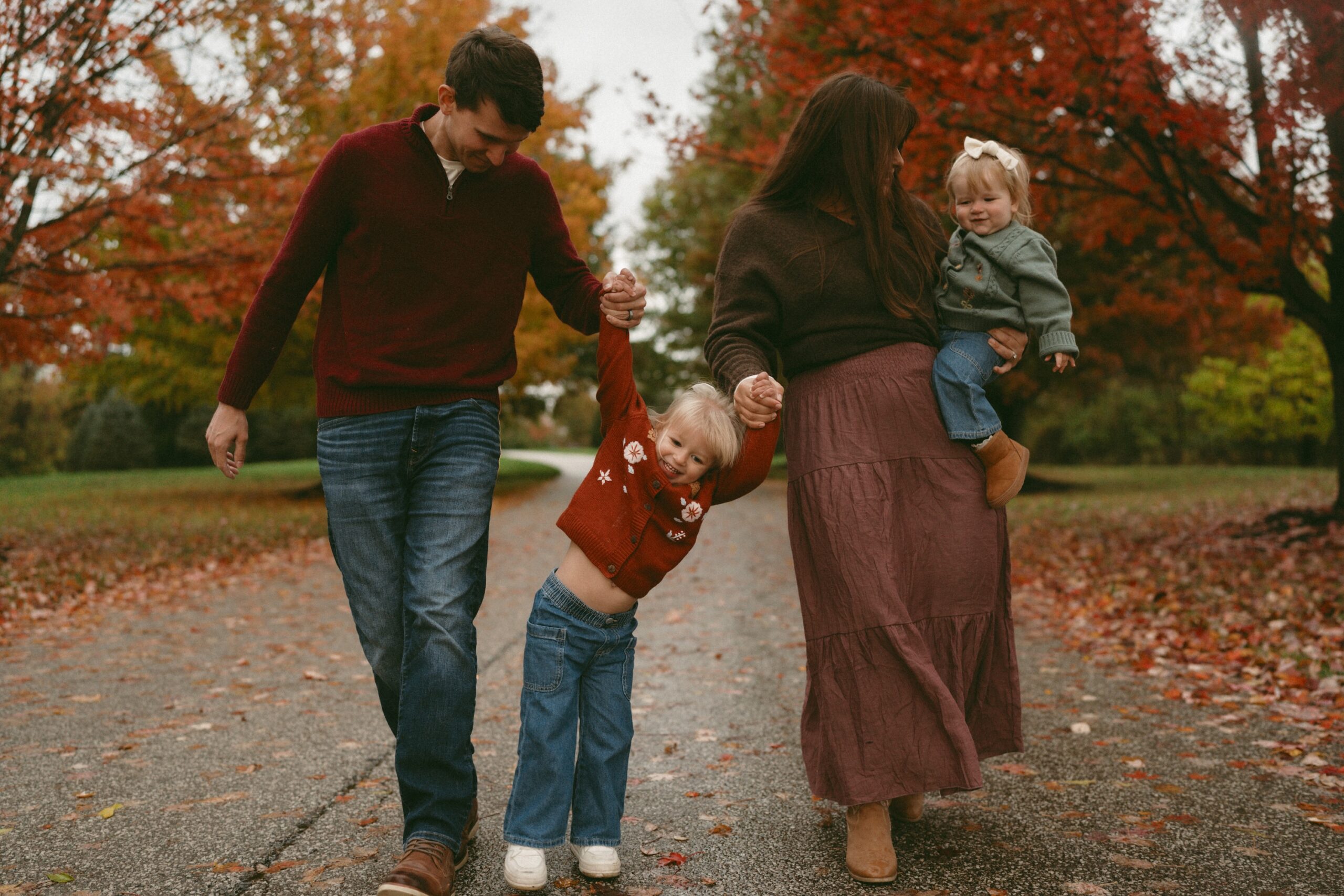 colorful fall family outfits for fall photos with a cincinnati family photographer