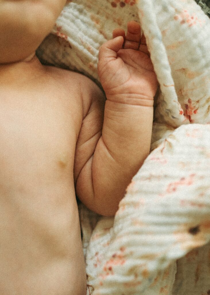 detail shot of newborn's arm creases